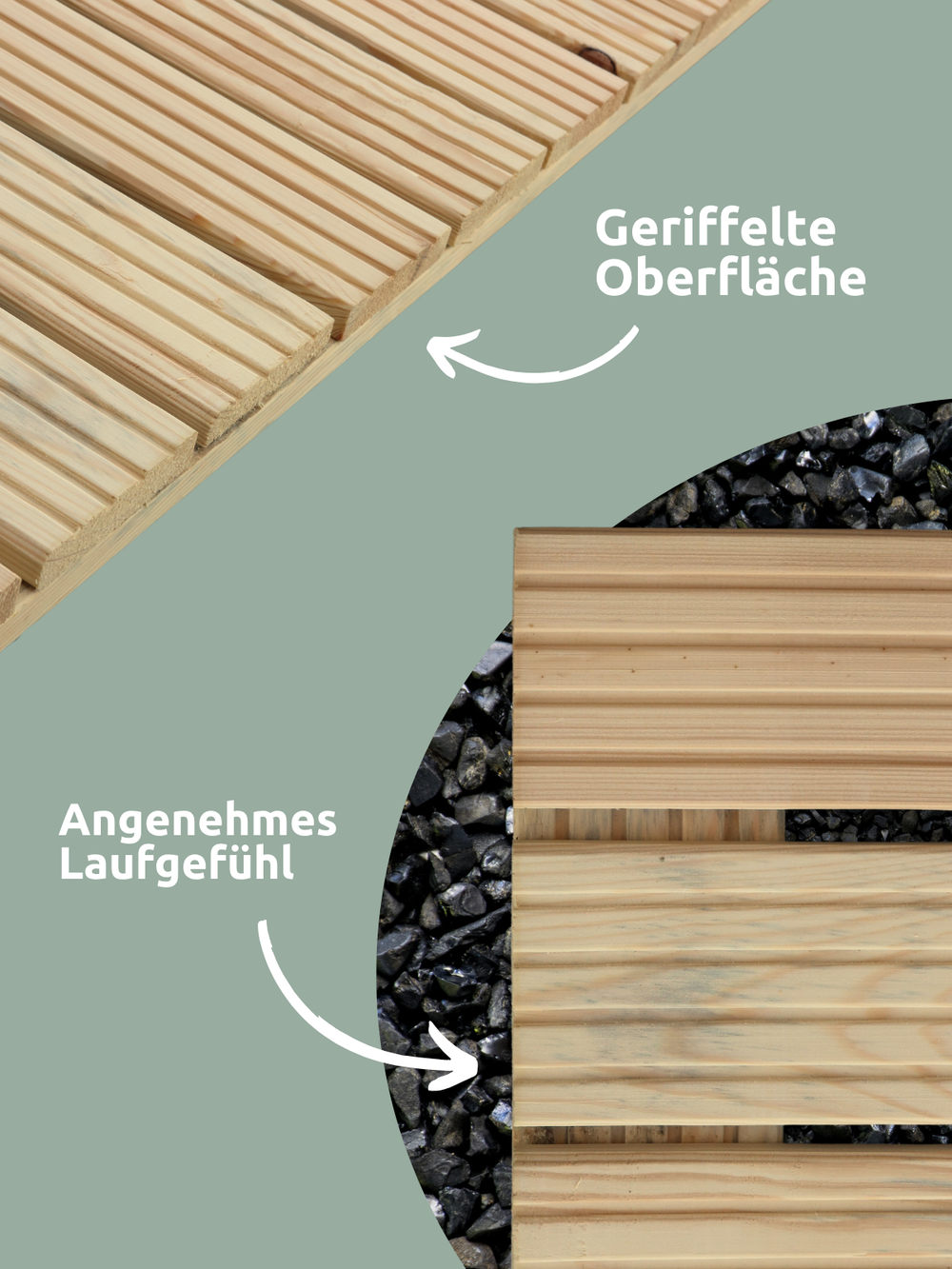 Holzfliese aus Kiefernholz 95 x 95 cm