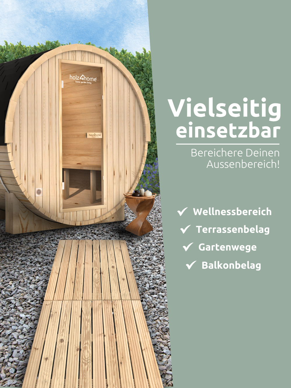 Holzfliese aus Kiefernholz 95 x 95 cm