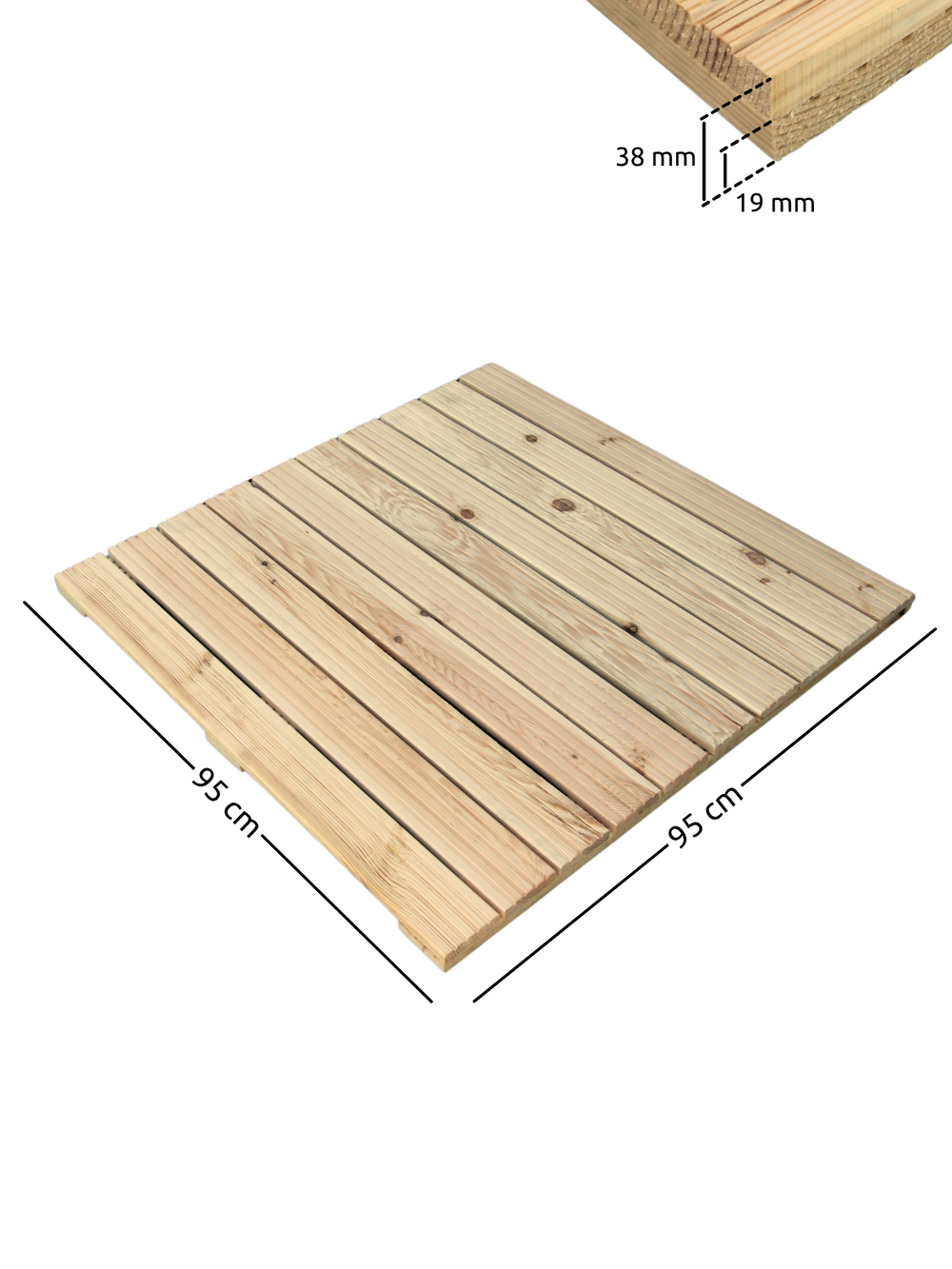 Holzfliese aus Kiefernholz 95 x 95 cm