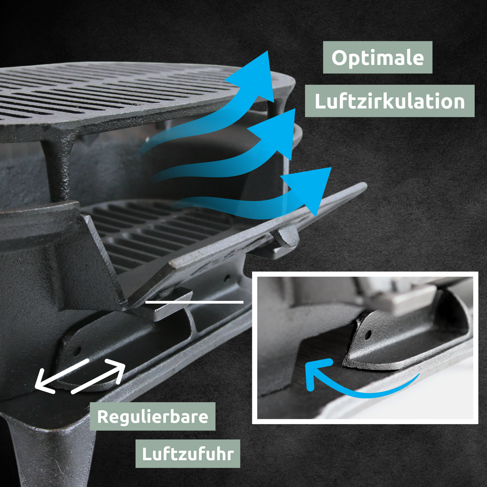 XXL Gusseisen Holzkohle Grill mit Grillrost