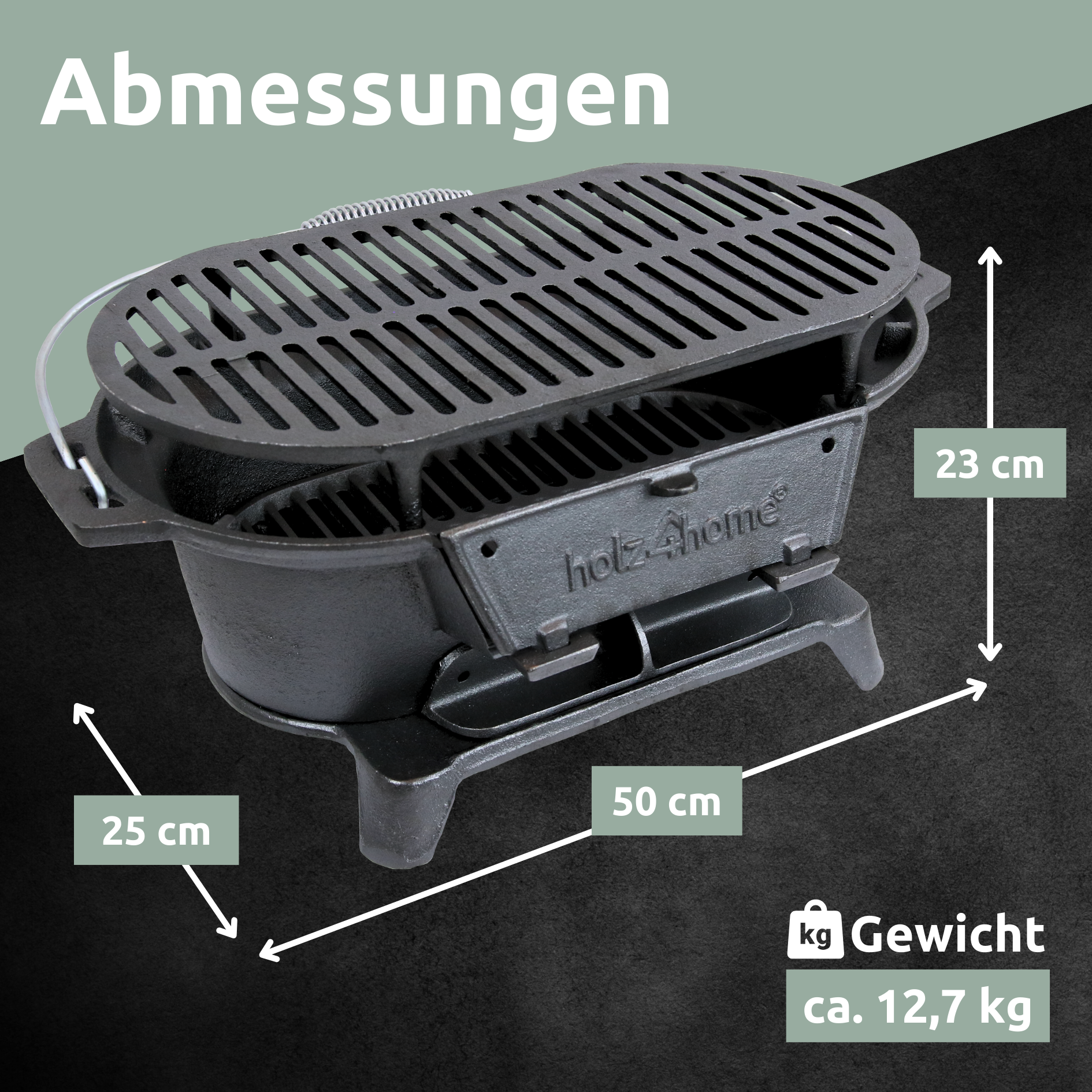 XXL Gusseisen Holzkohle Grill mit Grillrost | Camping Grill, Hibachi Style
