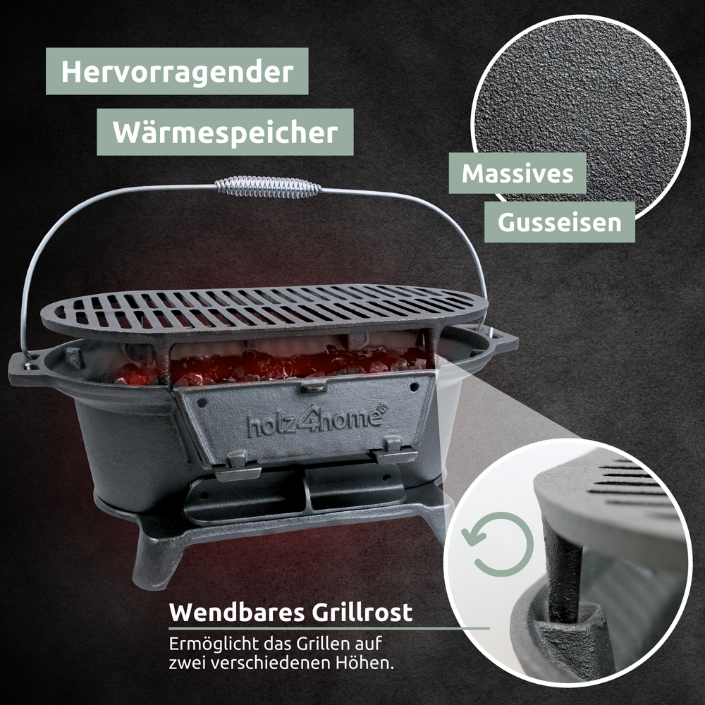 XXL Gusseisen Holzkohle Grill mit Grillrost