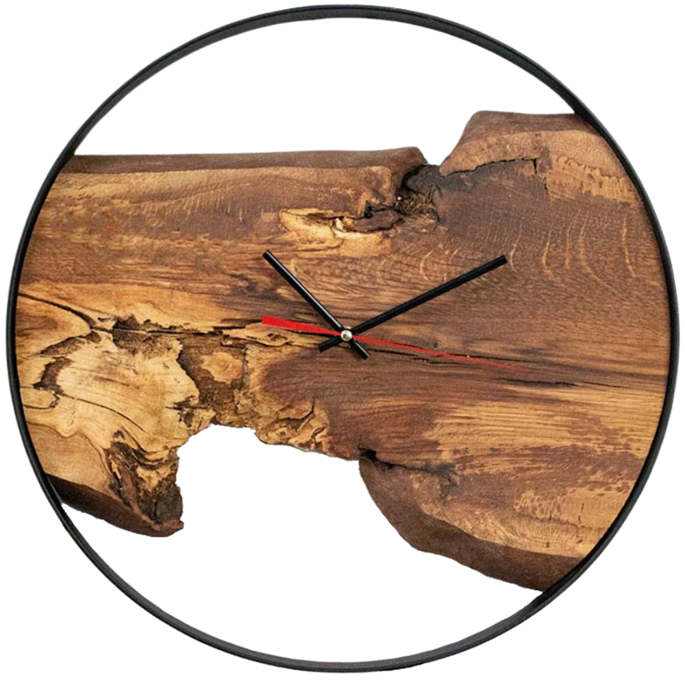 Wanduhr Artwork aus massiver Eiche