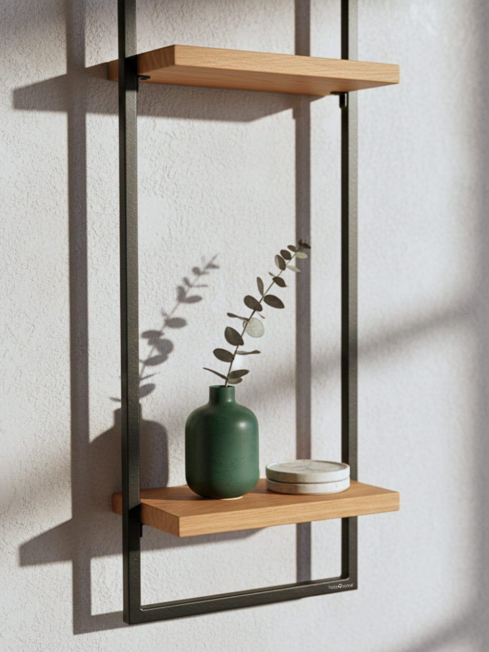 Wandregal High Eiche Natur - Schwarz gerahmt