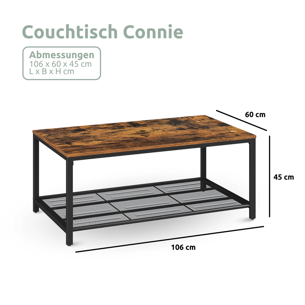 Couchtisch "Connie" mit Gitterablage