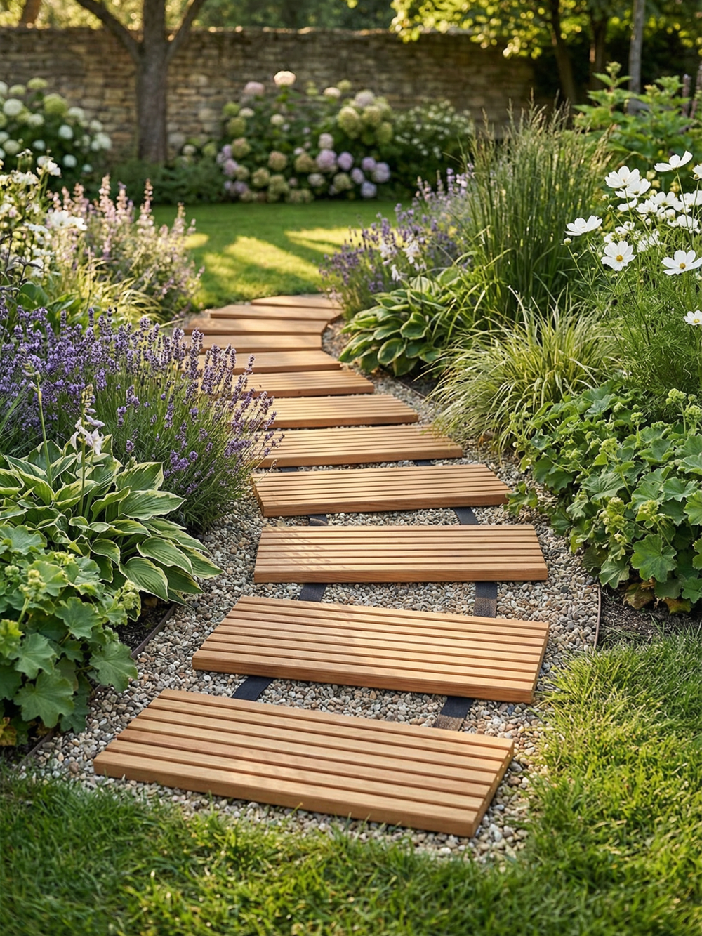 Rollweg Gartenweg aus Lärchenholz 2,5 Meter Länge