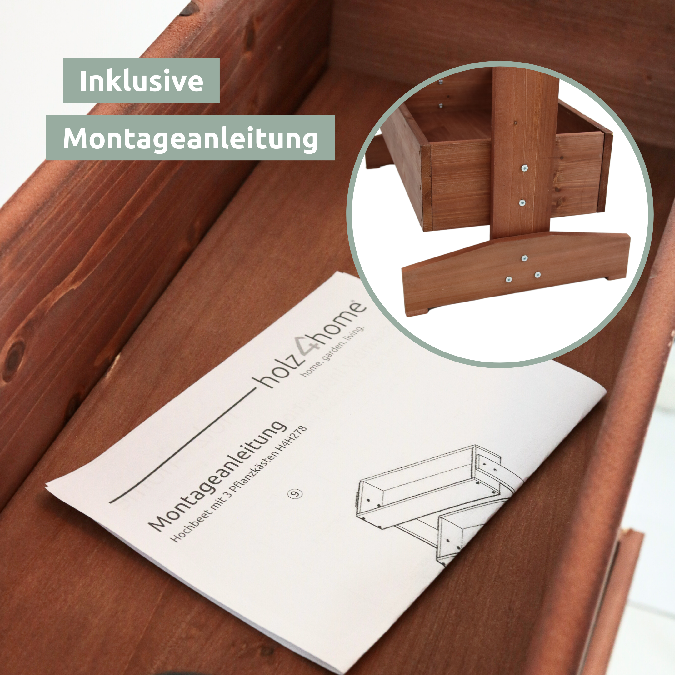 Hochbeet mit 3 Ebenen inkl. Gartenvlies & Handschuhe
