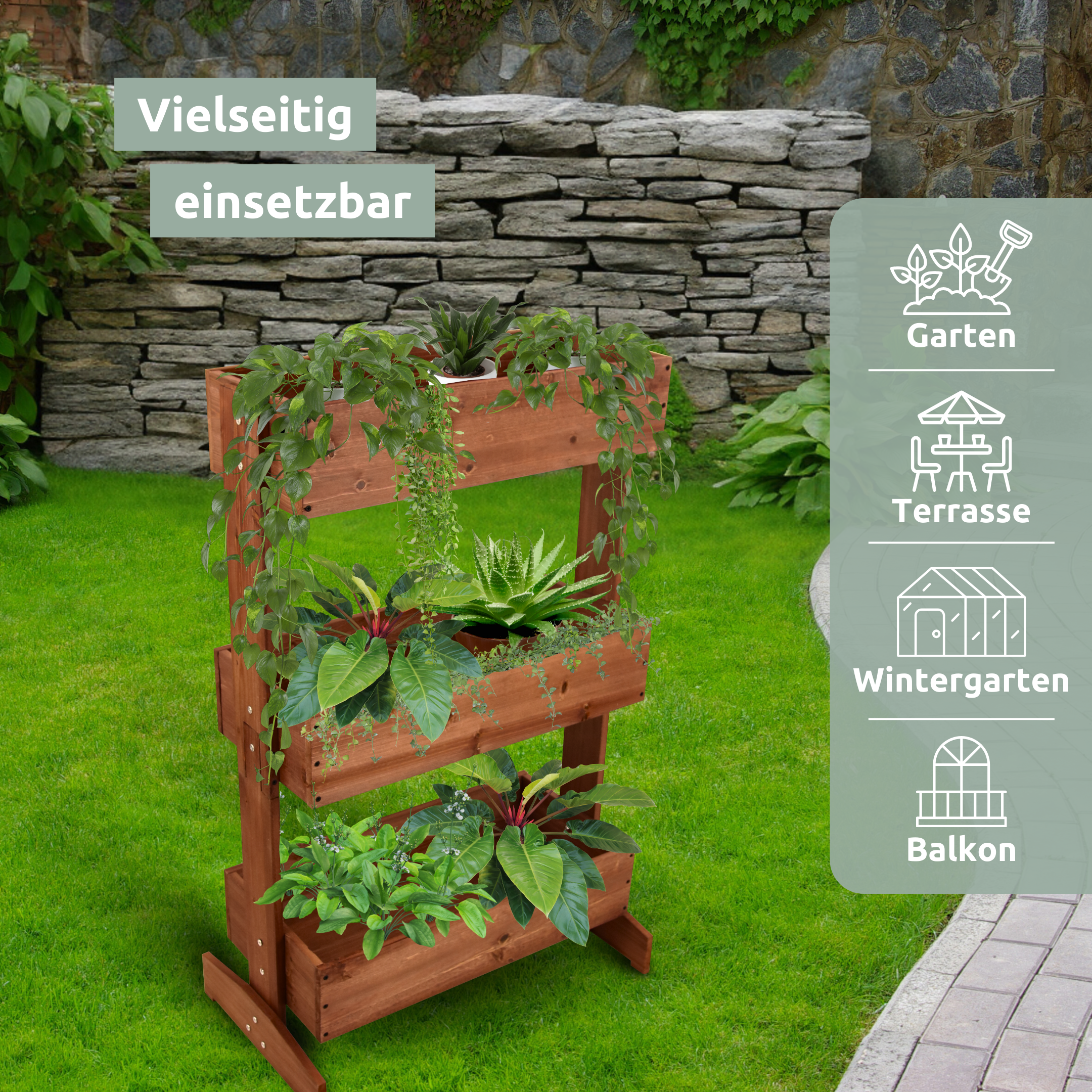 Hochbeet mit 3 Ebenen inkl. Gartenvlies & Handschuhe