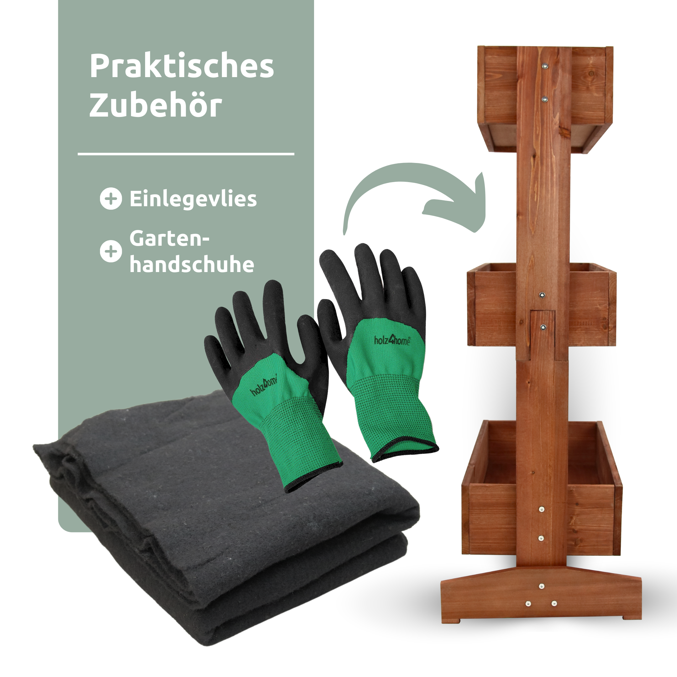 Hochbeet mit 3 Ebenen inkl. Gartenvlies & Handschuhe