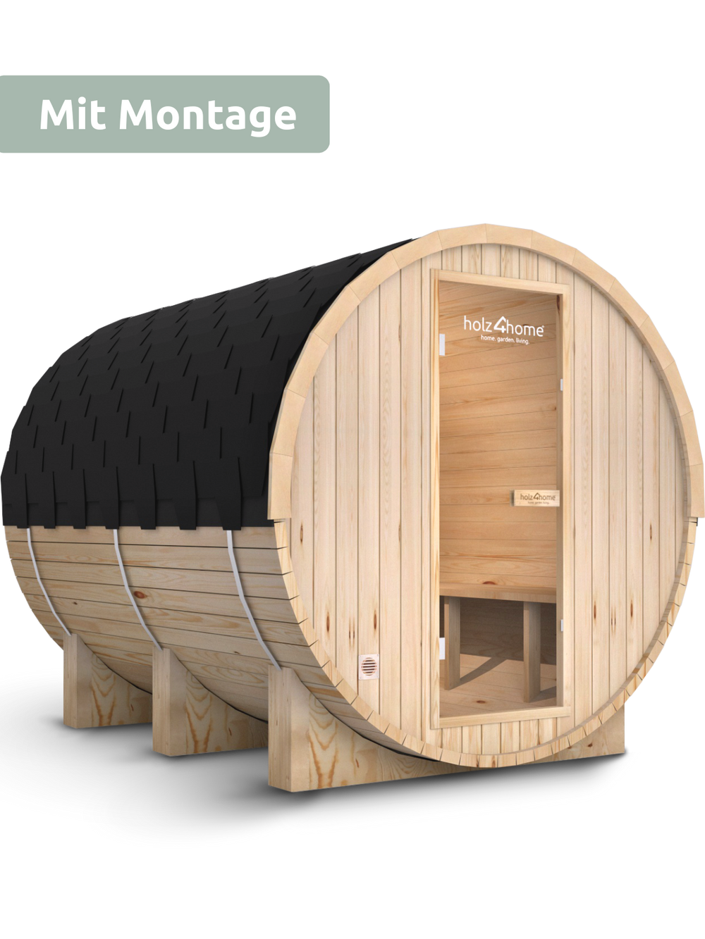 Fasssauna XL Pini wood Outdoor Sauna inkl. Ofen (mit Montage)