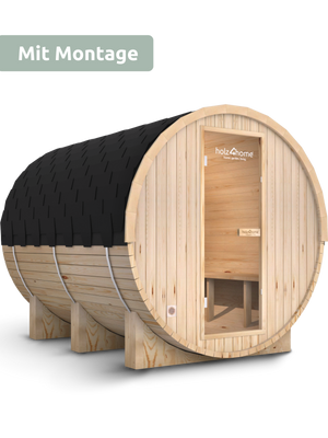 Fasssauna XL Pini wood Outdoor Sauna inkl. Ofen (mit Montage)