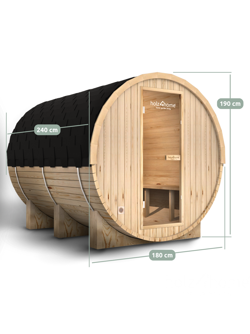 Fasssauna XL Pini wood Outdoor Sauna inkl. Ofen