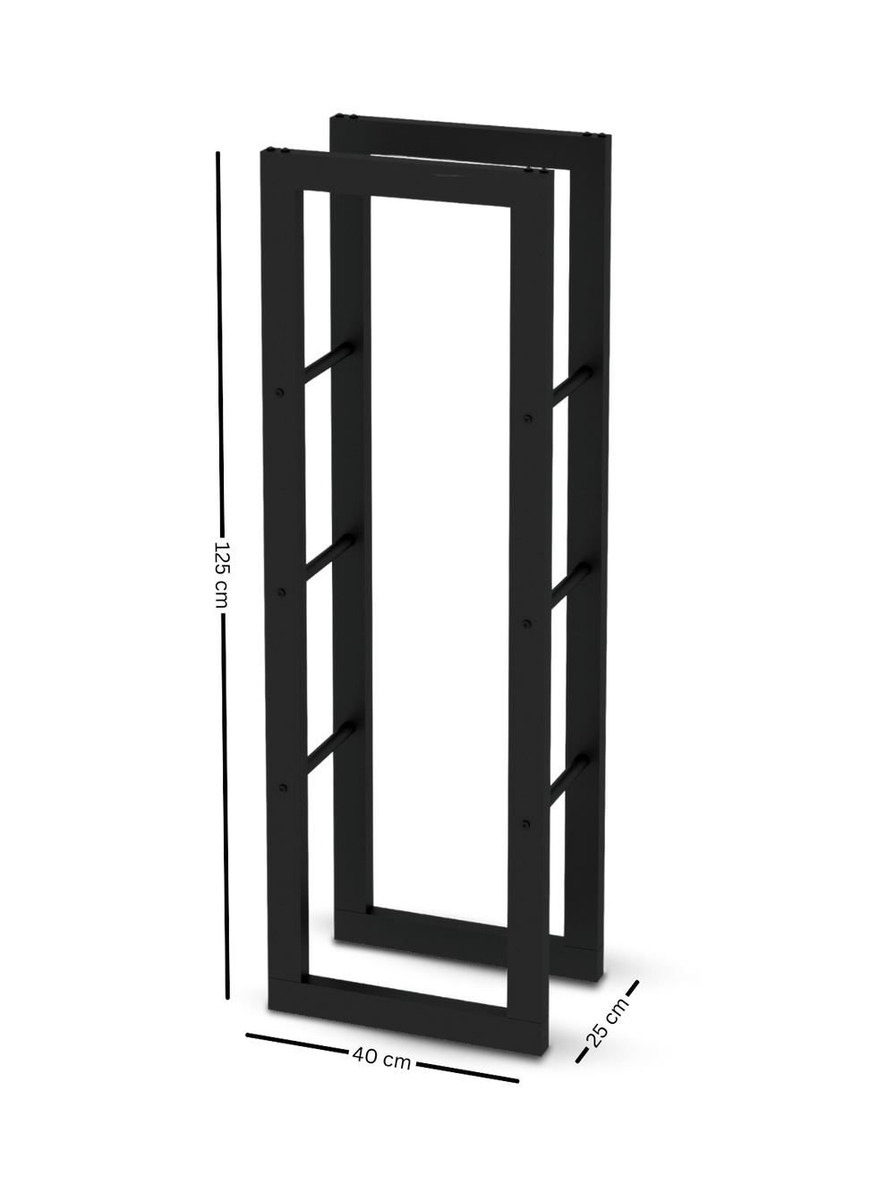 Kaminholzregal aus Metall Schwarz