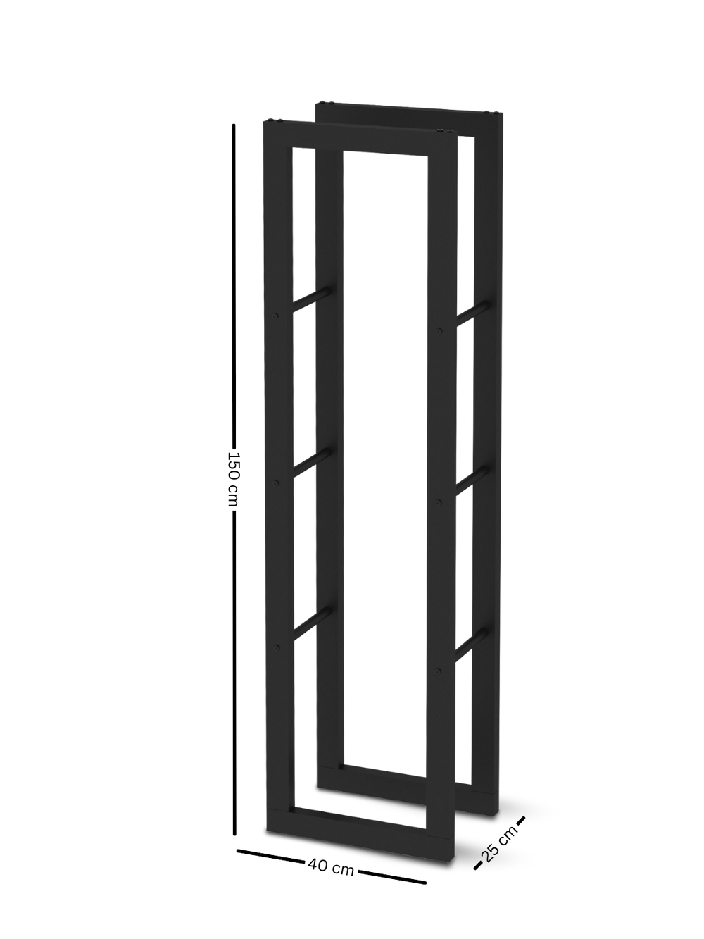 Kaminholzregal aus Metall Schwarz