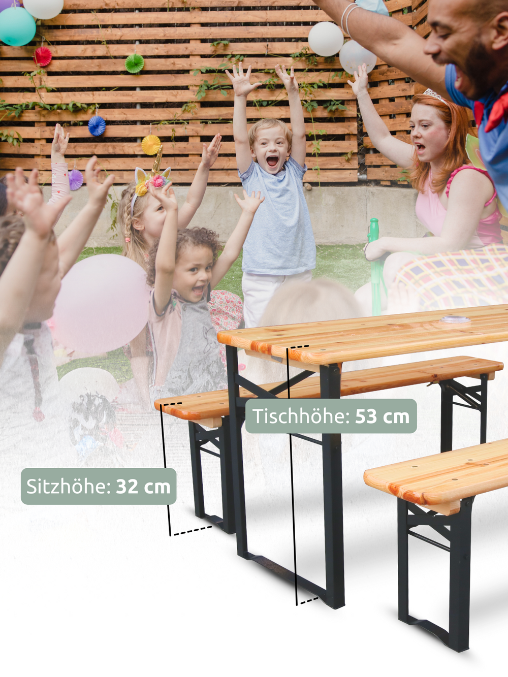 Kleine Festzeltgarnitur Kinder - mehrteilig & klappbar