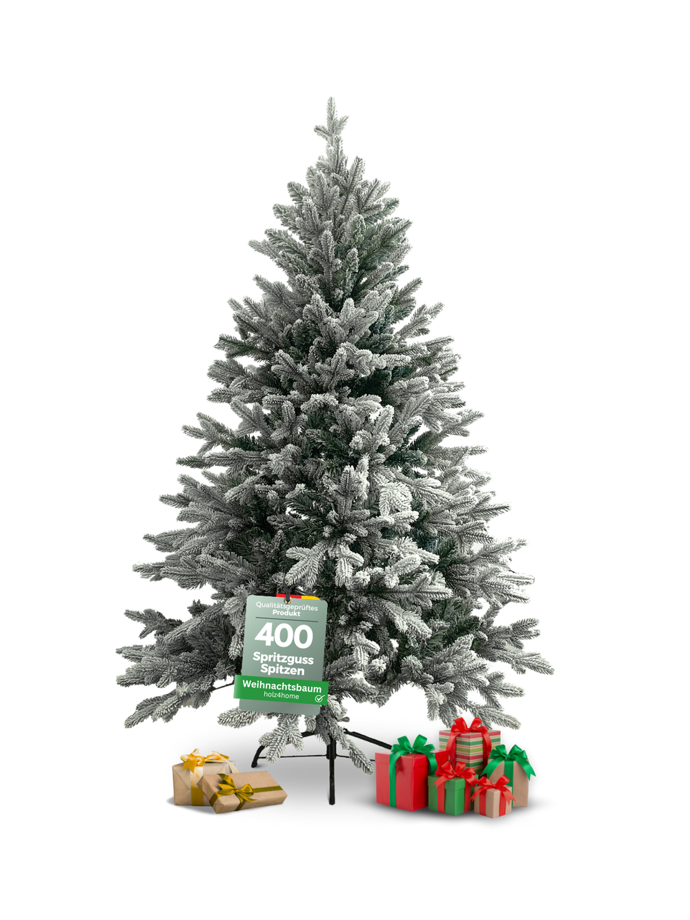 Künstlicher Weihnachtsbaum 160 cm mit Schnee inkl. Lichterkette