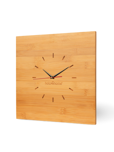 Wanduhr aus Bambus Quadratisch 50cm