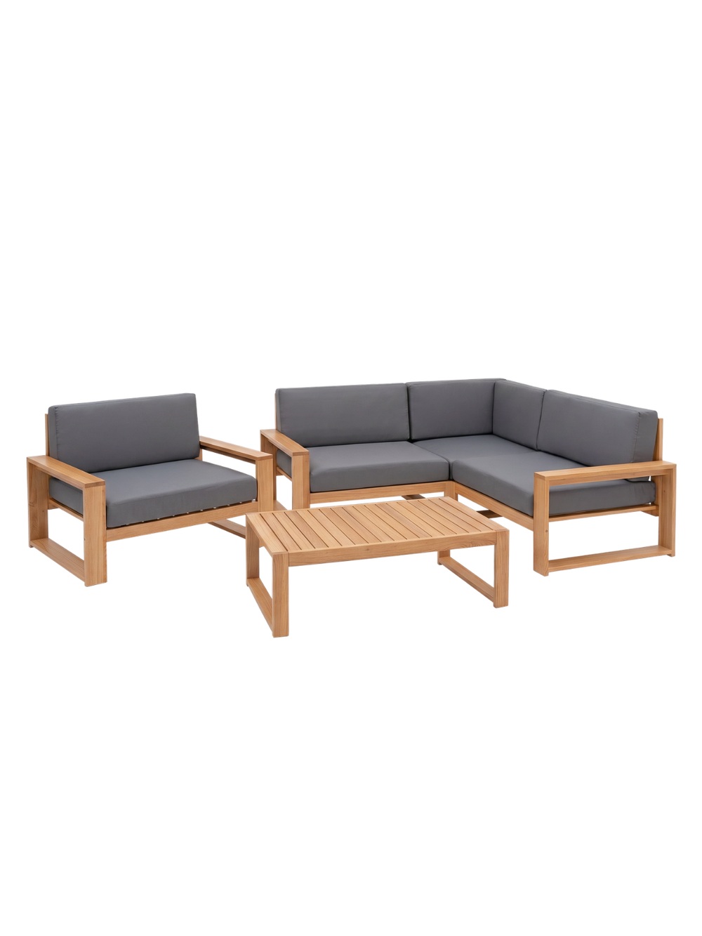 Gartenlounge Eiche Ecke + Sessel - Anthrazit