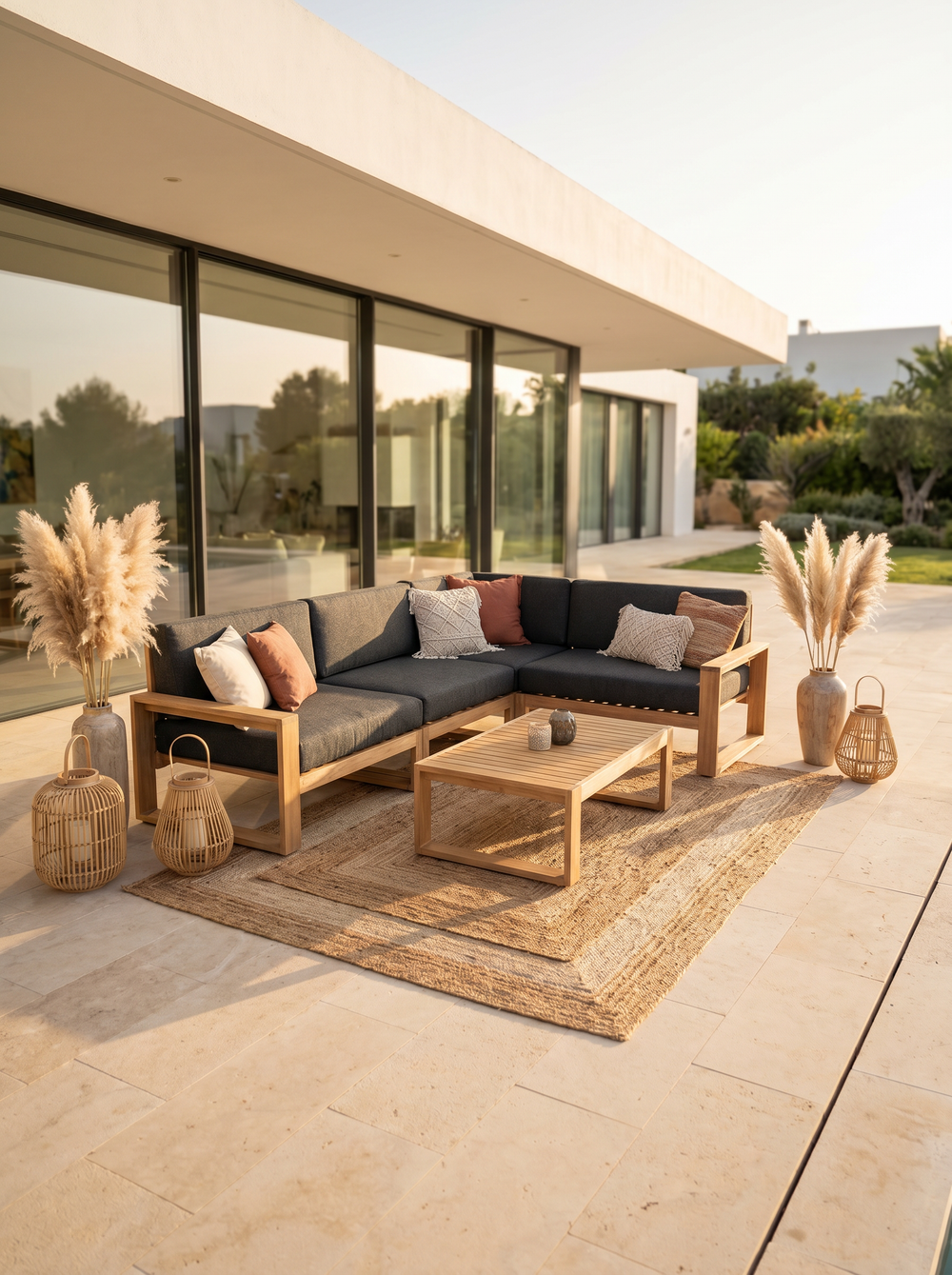 Gartenlounge Eiche - Anthrazit