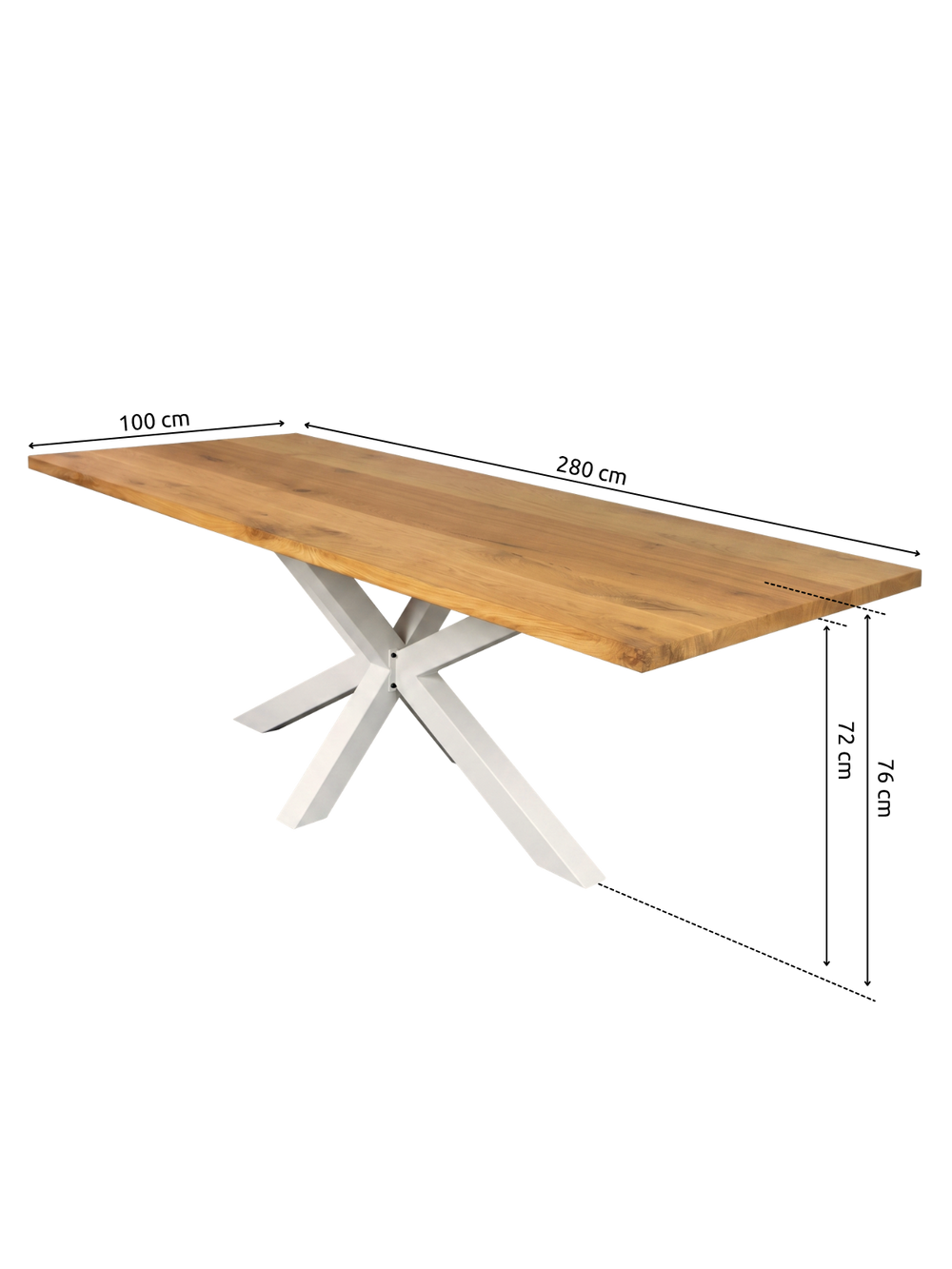 Massivholztisch mit Baumkante 280x100cm