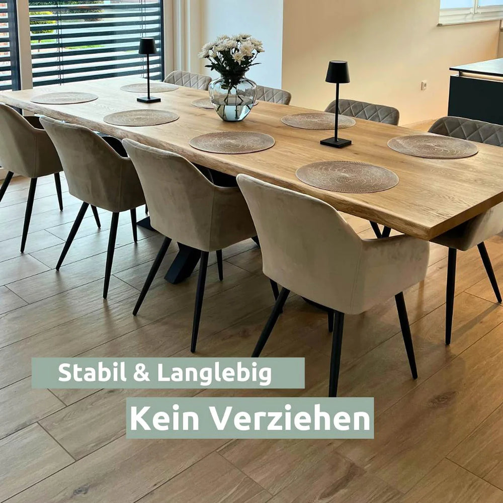 Tischplatte 240cm x 100cm mit Baumkante aus massiver Eiche