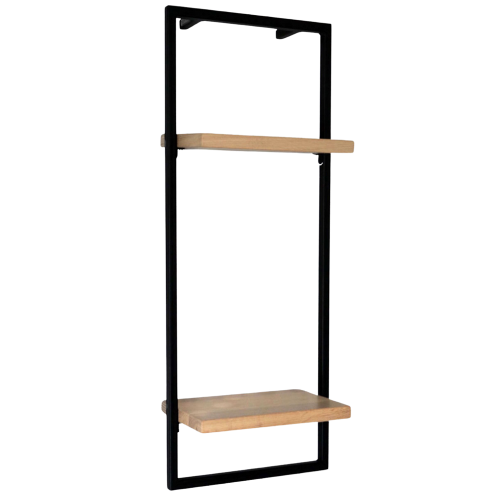 Wandregal High Eiche Hellgrau - Schwarz gerahmt