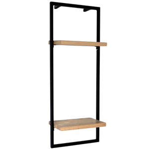 Wandregal High Eiche Hellgrau - Schwarz gerahmt