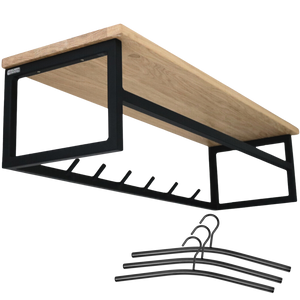 Wandgarderobe mit Ablage aus Eiche und Metall - ohne Baumkante