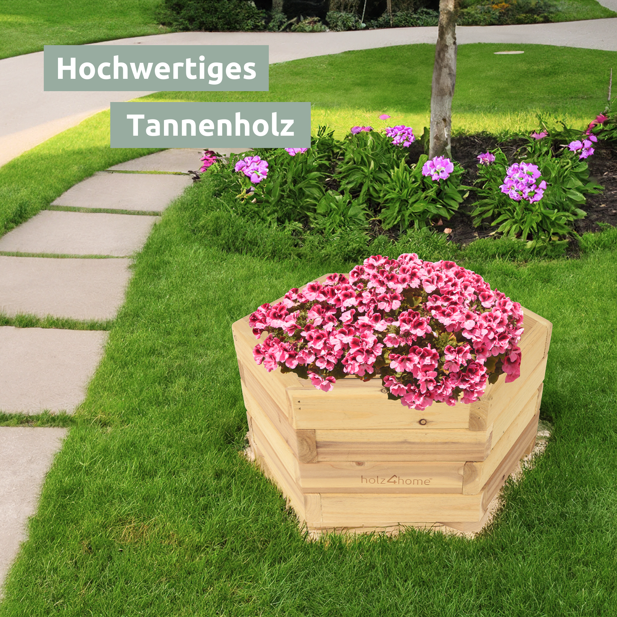 Outdoor Pflanzenkübel 6-eckig aus Tannenholz von holz4home®