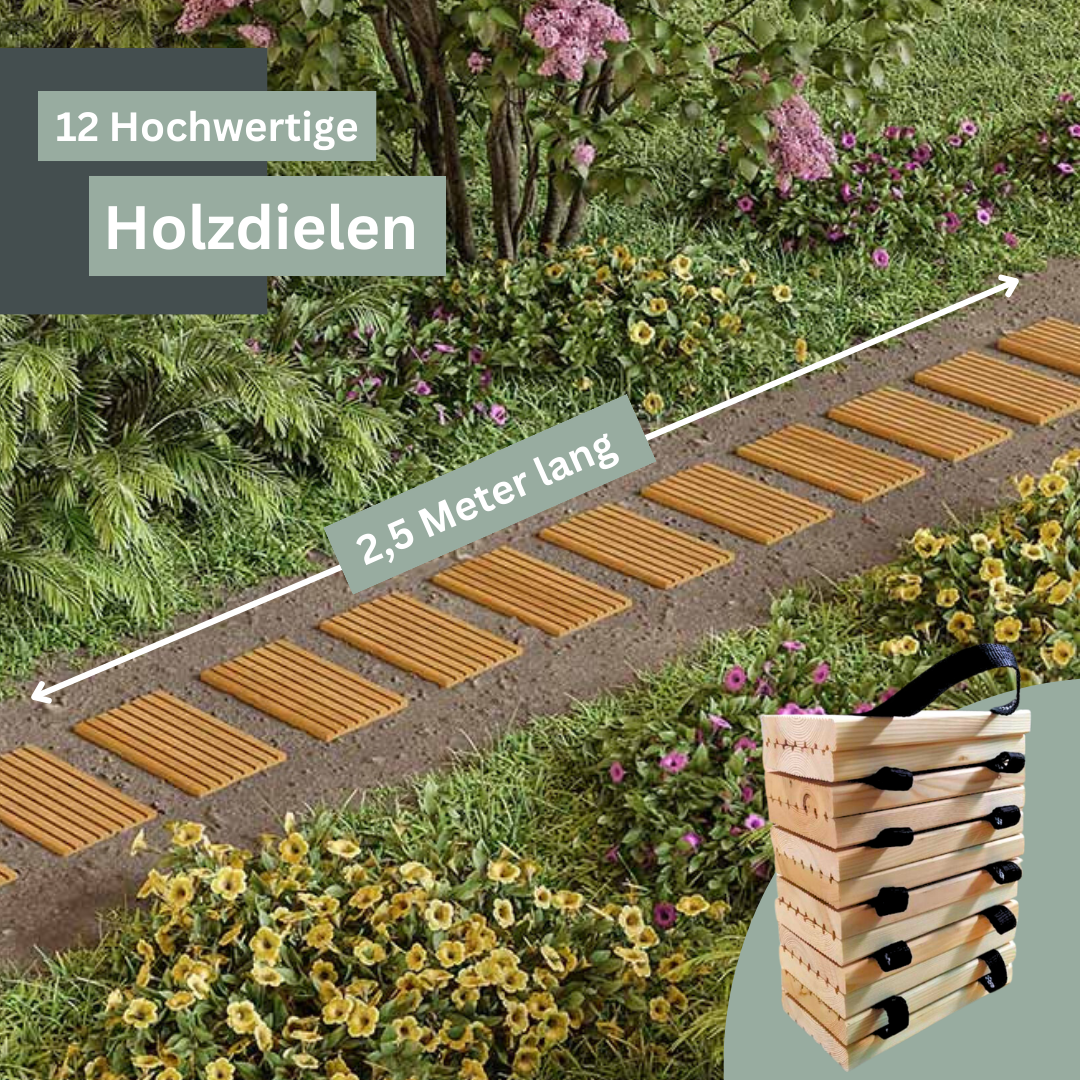 Rollweg / Gartenweg aus Lärche - Holz-Tritte für Garten