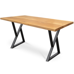 Kleiner Massivholztisch ohne Baumkante 160cm  x 80cm Doppel-Dreieck Gestell