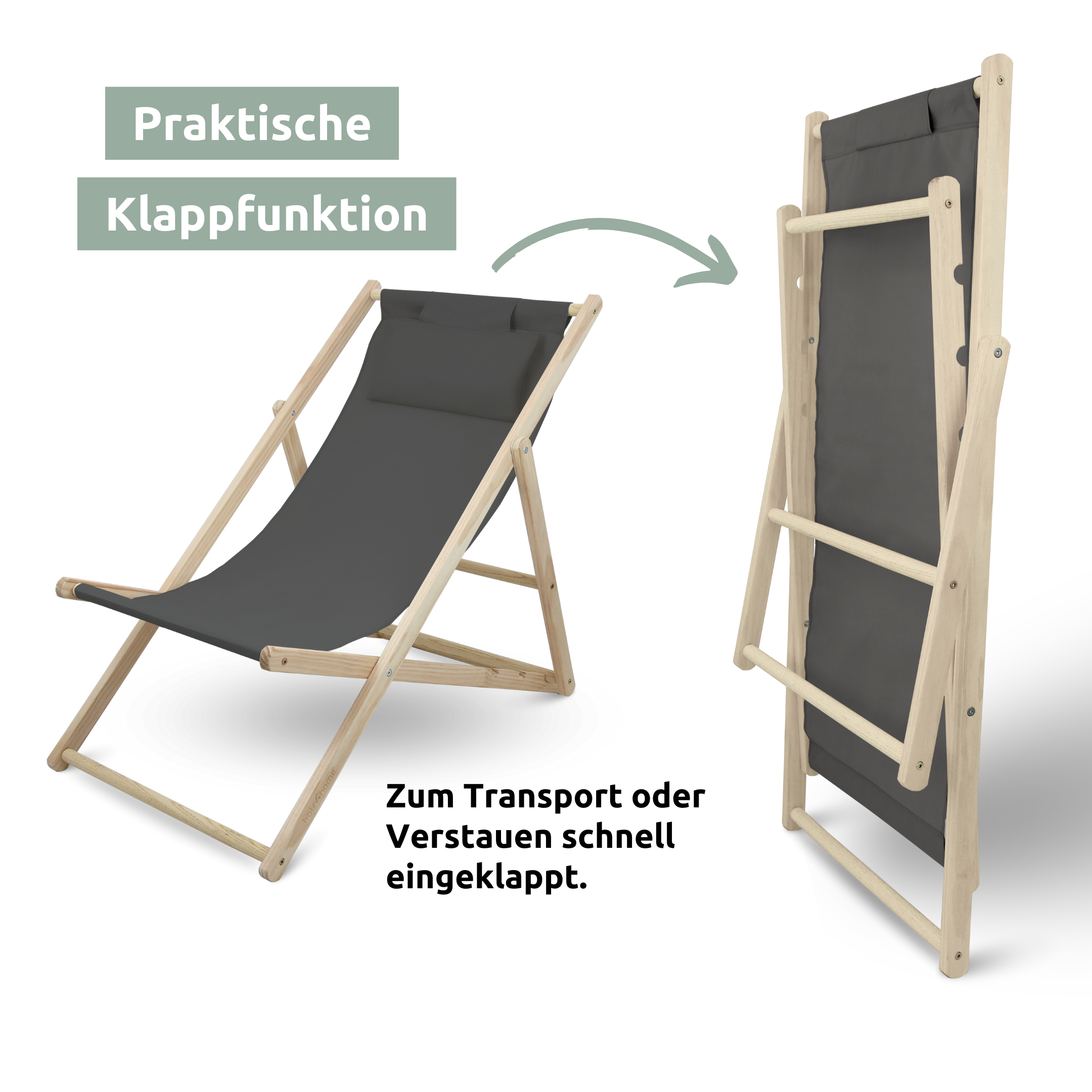 2er Set Liegestuhl aus Holz klappbar