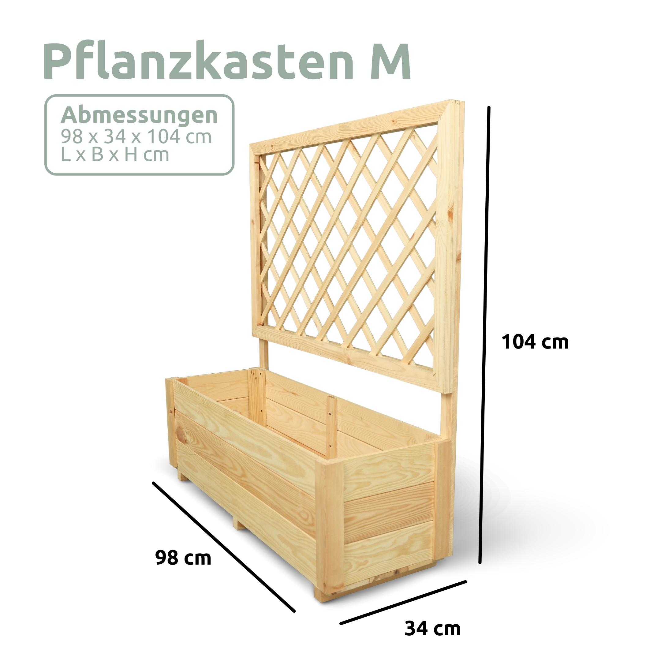 Pflanzkasten mit Rankgitter M