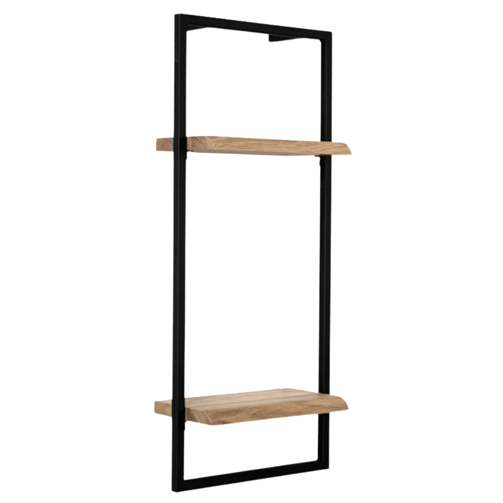 Wandregal High Eiche Hellgrau - Schwarz gerahmt