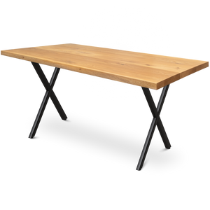 Kleiner Massivholztisch ohne Baumkante 160cm  x 80cm X-Struktur Gestell