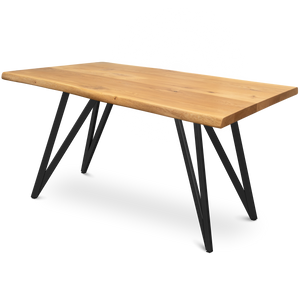 Kleiner Massivholztisch mit Baumkante 160cm  x 80cm Dreieck Gestell