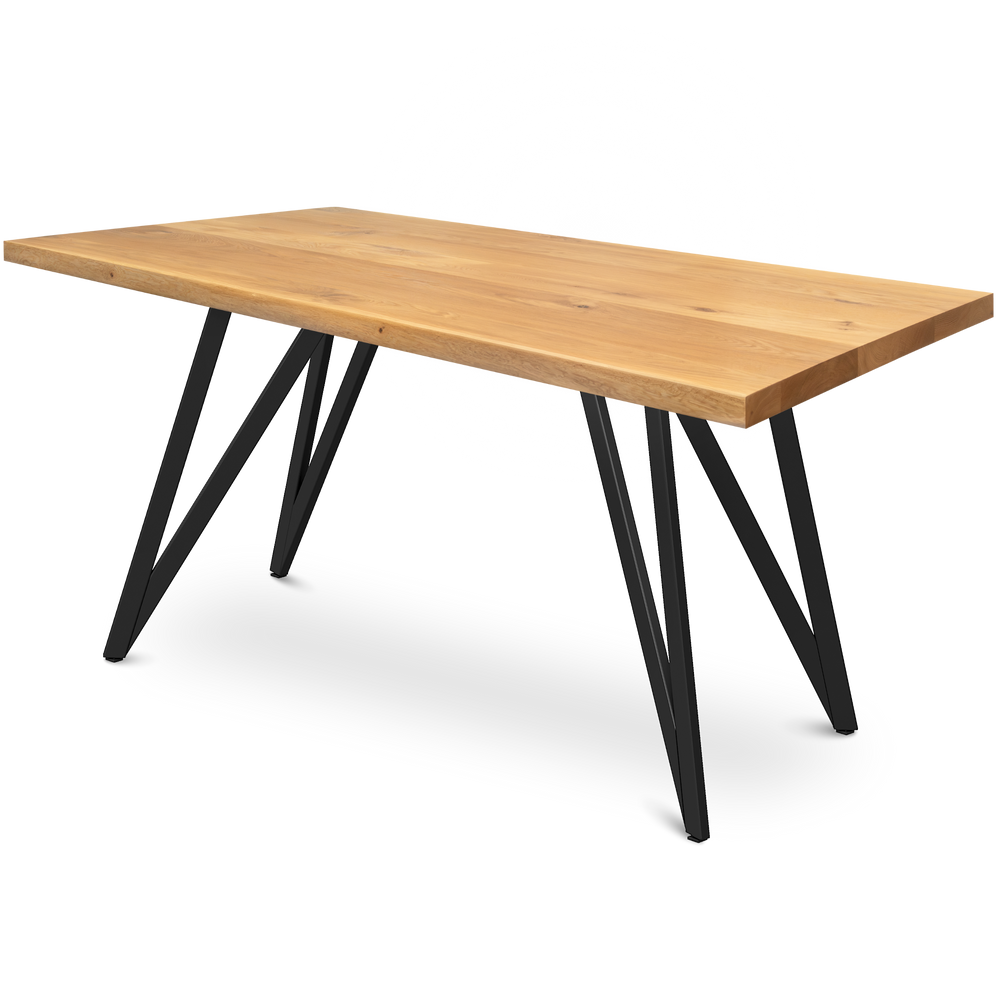 Kleiner Massivholztisch ohne Baumkante 160cm  x 80cm Dreieck Gestell