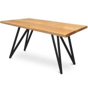 Kleiner Massivholztisch ohne Baumkante 160cm  x 80cm Dreieck Gestell