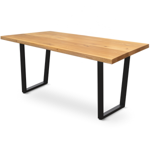 Kleiner Massivholztisch ohne Baumkante 160cm  x 80cm Trapez Gestell