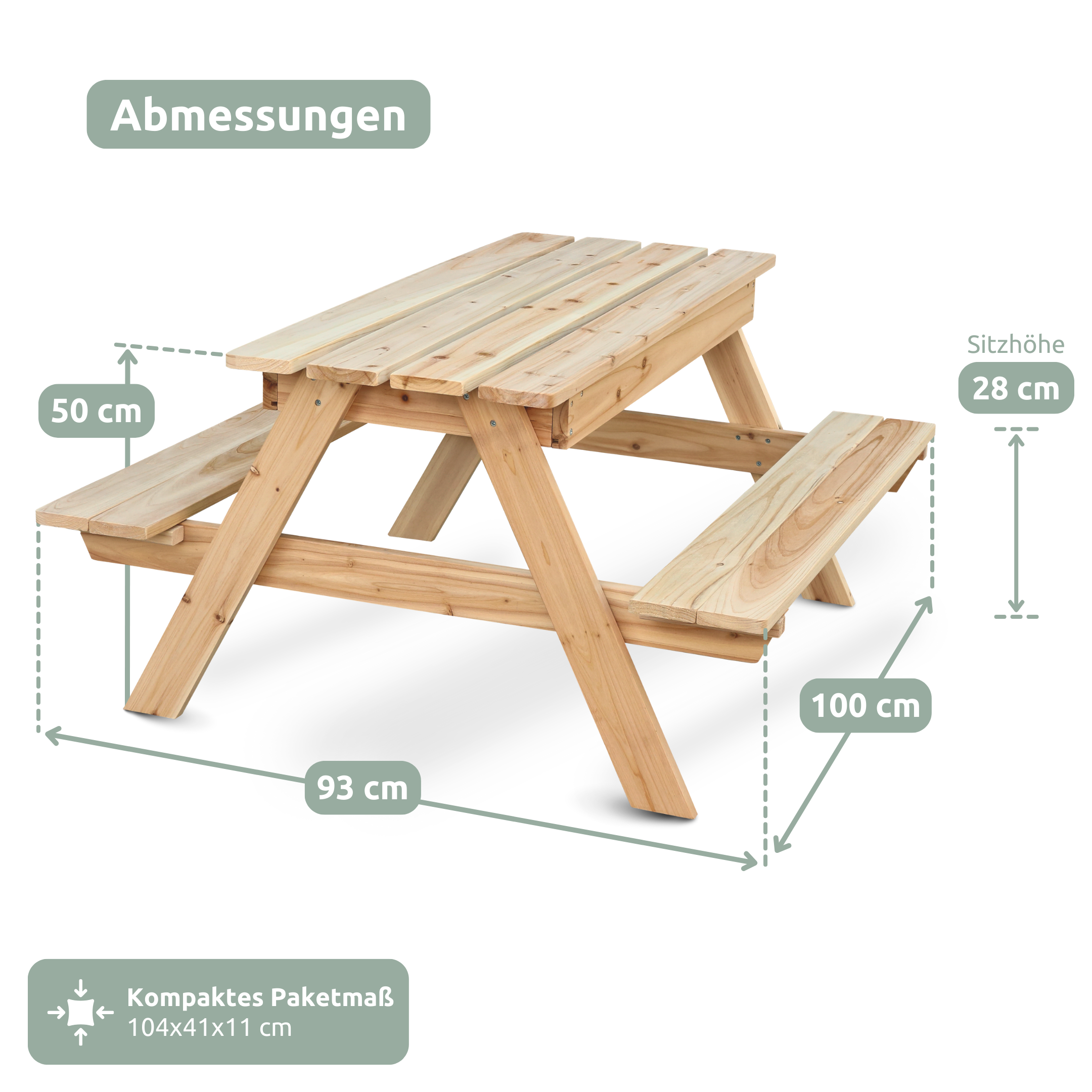 Outdoor Picknickbank aus Tannenholz - Klassischer Picknicktisch