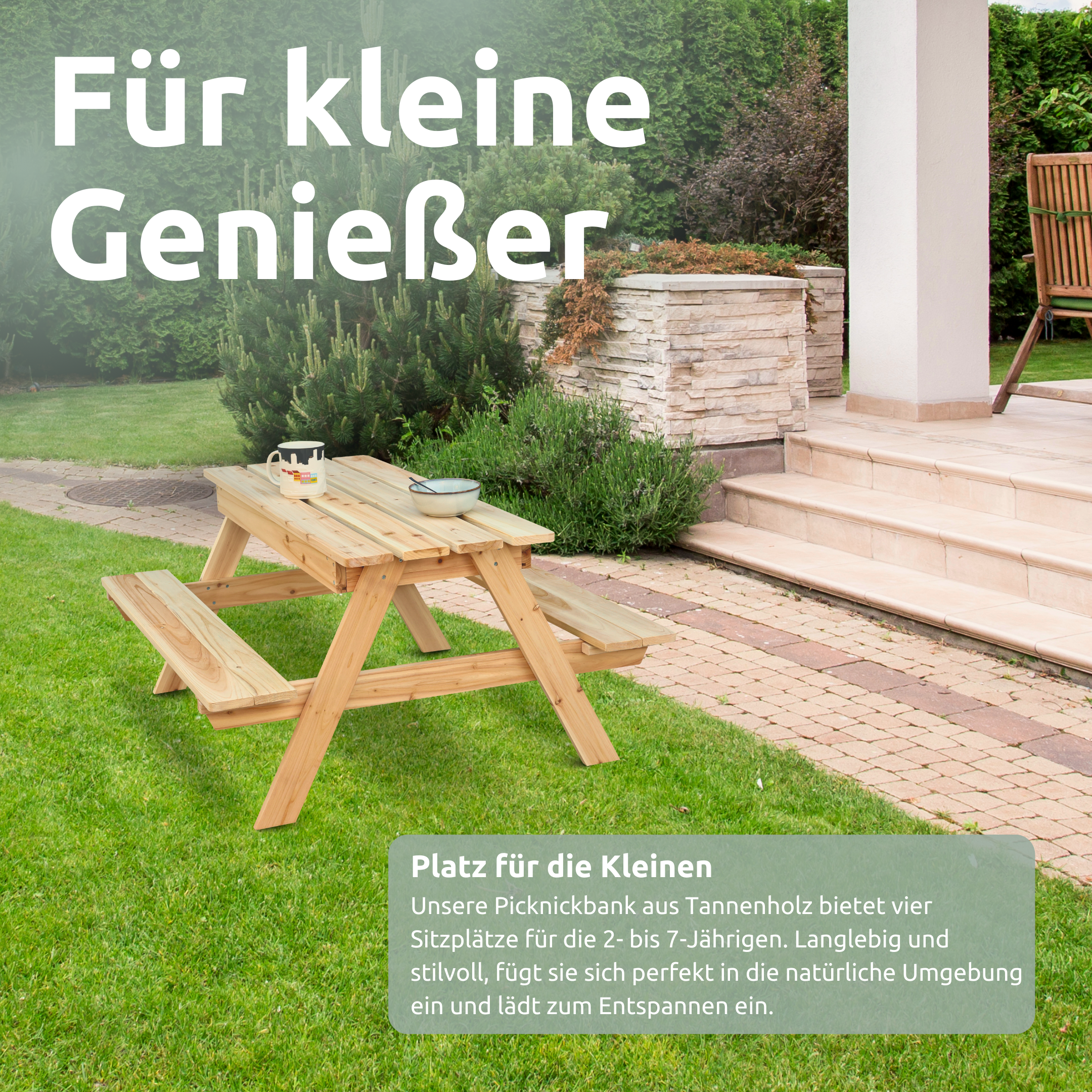 Outdoor Picknickbank aus Tannenholz - Klassischer Picknicktisch