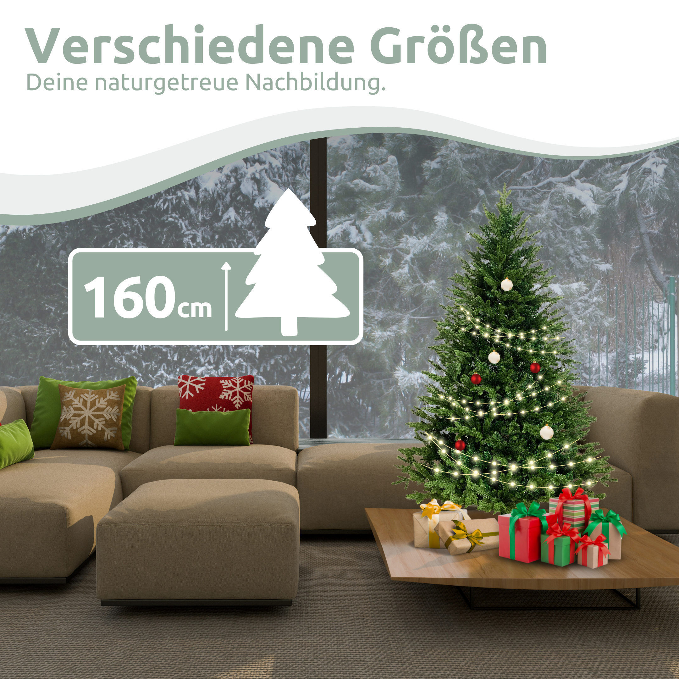 Künstlicher Weihnachtsbaum PE + PVC inkl. Lichterkette