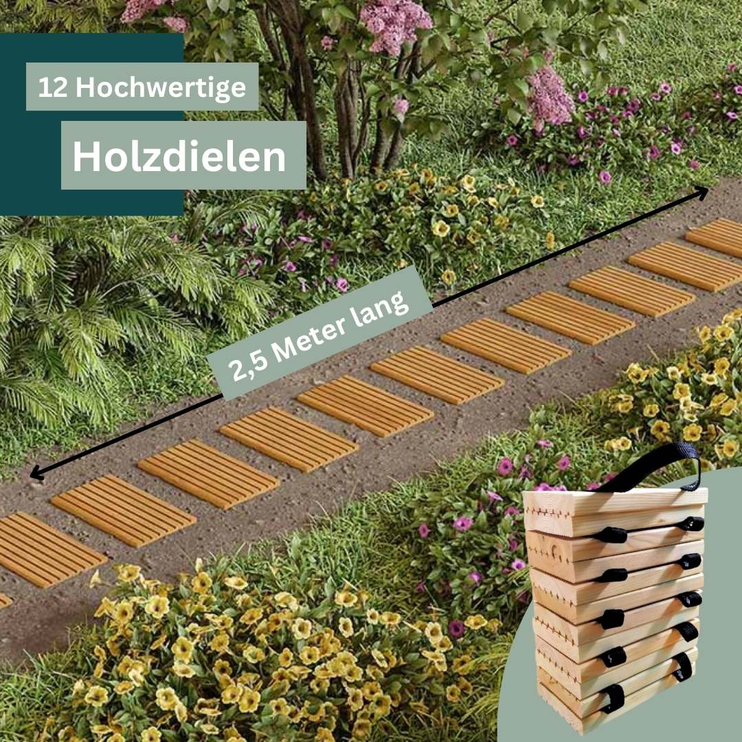 Rollweg / Gartenweg aus Lärche - Holz-Tritte für Garten