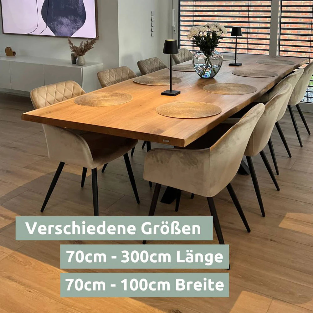 Tischplatte 240cm x 100cm mit Baumkante aus massiver Eiche