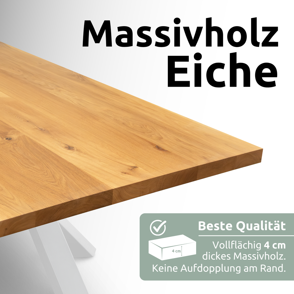 Kleiner Massivholztisch ohne Baumkante 160cm  x 80cm Dreieck Gestell