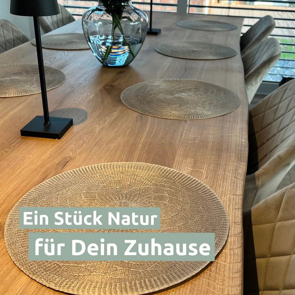 Tischplatte 240cm x 100cm mit Baumkante aus massiver Eiche